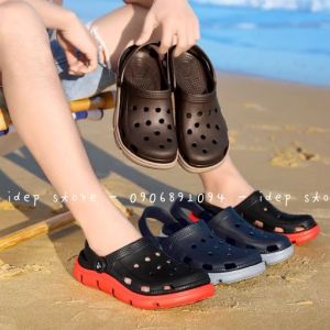 [Hoàn tiền 20%] Dép Sục Cross Cá Sấu Nam ĐEN XÁM Duet Đi Mưa Đi Biển  (TĂNG 1 SIZE) iDEP SL013 Giày Sục Bít Mũi Nam Đúc EVA Siêu Nhẹ