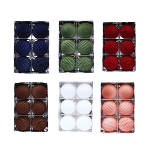 6Pieces Premium Flocking Ball Ornament Luxurious Festival Decors for Christmas Tree with Velvety Storage Box