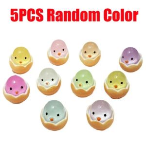 5/10Pcs Cute 3D Luminous Broken Eggshell Chicken Mini Ornaments General Car Center Console Dashboard Resin DIY Decorative Accessories