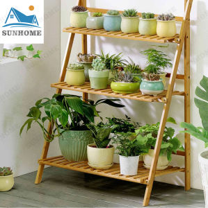 Bamboo Plant Stand Shelves Organizer Flower Display Rack Garden Decor Plant Rack Balcony Flower Pot Plant Holder
