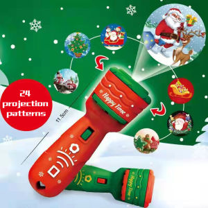 Baby Toys Christmas Story Book LED Projection Flashlight Projector Torch Lamp Toy Early Education Toy Fun Game for Kids Holiday Birthday Xmas Gift Light Up Toy