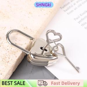 SHNGki 1Set Heart Shape Padlock Mini Luggage Hardware Locks With Key Lock For Travel Wedding Jewelry Box Diary Book Suitcase