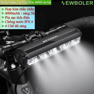 Đèn pha Led xe đạp NEWBOLER 3000 Lumen 4000mah có thể sạc lại chống nước IPX6 Đèn có thể cắt ánh sáng tuyệt đối