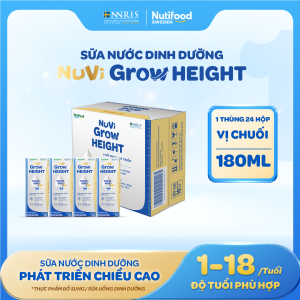 Sữa Nước Nuvi Grow Height (Thùng 24 Hộp 110m Vị Chuối ) - Hỗ Trợ Phát Triển Chiều Cao
