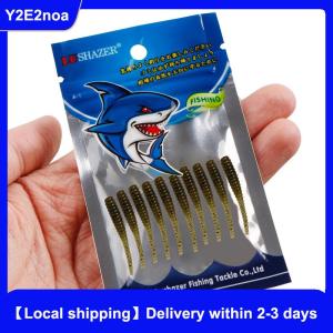 【Local shipping】 10pcs 35mm 0.3g Lua Root Fishing Soft Bait Threaded Soft Bait Mini Soft Worm Straight Tail Lua Bait