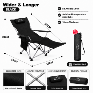 Camping Chair Heavy Duty Folding Chair with Back Rest Outdoor Foldable Chair Portable Reclining Chair