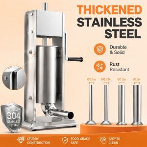 5L Sausage Stuffer Sausage Filling Machine With 4Pcs Stainless Steel Tubes Commercial Manual Sausage Maker