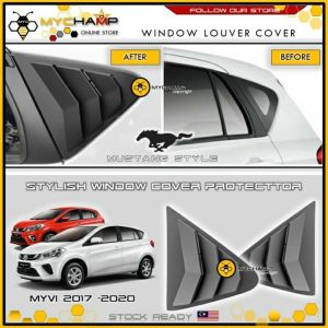 Perodua Myvi 2018-2020 Rear Side 3D Carbon Window Triangle Mirror Cover Protector