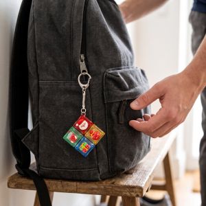 AIRER Cartoon Christmas Keyboard Clicker Keychain Santa Claus Elk Deer Portable 4 Keys Fingertip Button Keyring Mechanical Keyboard Decompression Relaxed Fidget Bag Pendant Student Bag Ornament