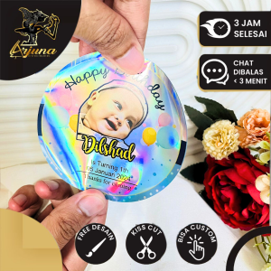 5-8 Stiker Hologram Ulang Tahun Anak Sticker Label Undangan Happy Birthday Uk. Sedang Arjuna