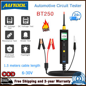 AUTOOL BT250 Máy Kiểm Tra Mạch Điện 6-30V Hệ Thống Điện Kiểm Tra Điện Trở Kiểm Tra Điốt Bảo Vệ Quá Tải Kiểm Tra Điện Áp AC/DC
