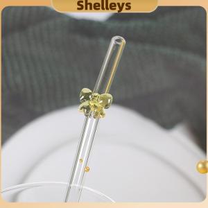 [Shelleys] หลอดแก้ว8มม. 1ชิ้นหลอดดูดน้ำแบบนำกลับมาใช้ใหม่ได้ลายผีเสื้อน่ารักทนความร้อนสำหรับงานเทศกาลปาร์ตี้งานแต่งงานค็อกเทลบาร์ชายหาด