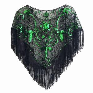 ตกแต่งด้วยเลื่อมและผ้าคลุมไหล่ที่สง่างามสำหรับปาร์ตี้เสื้อคลุมมีพู่ประดับแฟชั่นสำหรับผู้หญิงอุปกรณ์สำหรับจัดงานอีเว้นท์