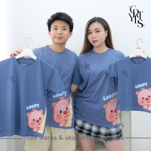 CAROTYLES S Kaos Couple Keluarga 2 TWEETY Wanita Lengan Pendek Katun