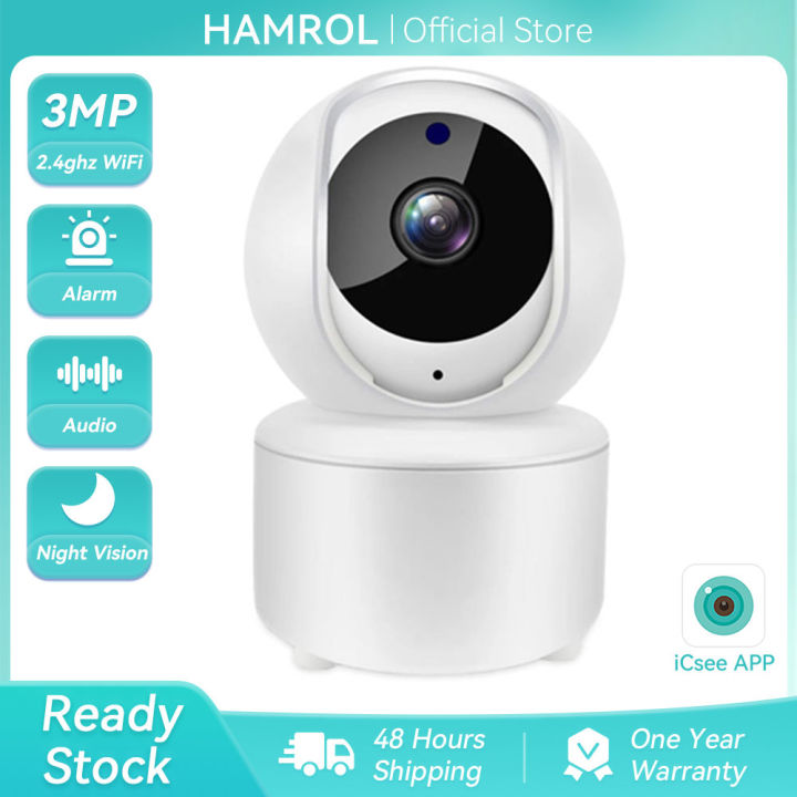 Hamrol 3MP HD WIFI IP Camera 1080P Wireless Smart Home CCTV Security PTZ  Camera Auto Tracking 5X Digital Zoom Baby Monitor iCsee APP