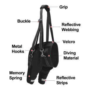 PUZHE ดำ สายรัดยกสุนัข ปรับได้ รองรับขาและสะโพก สายรัดรองรับการเดิน น้ำหนักเบา ด้ามจับแข็งแรง ที่รองขาหลังสุนัข ฟื้นฟูสายรัด