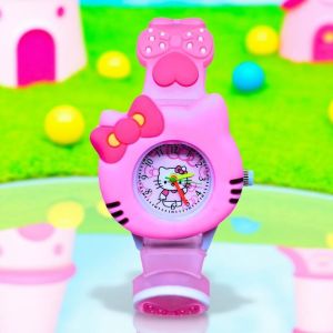 Jam Tangan Anak Anak Display Analoq Strap Rubber Lampu Motif Dial Karakter Sanrio Kuromi Meldoy