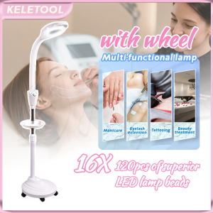 16X Diopter LED Magnifying Floor Stand Lamp Magnifier Glass Ligth Len Facial Light 16X Clear and illuminating magnifying lens for Beauty Salon Nail