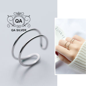 Nhẫn bạc 925 hai tầng nam nữ trơn mảnh tối giản 2 kiểu S925 LAYER QA SILVER Ring RI191202