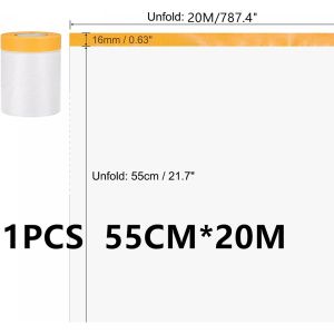 Multi-purpose Masking Film with Tape 55/110/180/280CM House Painting Protection Film Cover Furniture Dust Cover
