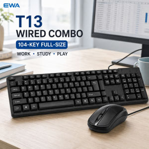 T13 104 Keys Basic Interface Game Gaming USB Keyboard and Mouse Combo Bundle For Home Office