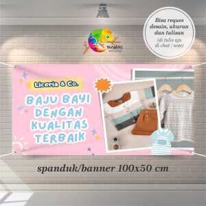 Cetak Spanduk Banner Pink Abstrak Promosi Baju Bayi
