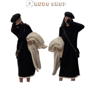 Váy suông dáng dài maxi phối họa tiết bèo trắng Váy dài form suông giúp che khuyết điểm rất tốt Kudoshop