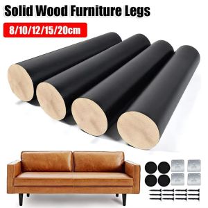 ROLL 8/10/12/15/20cm Conical Furniture Legs Solid Wood Universal Furniture Heightening Feet Fashion with Iron Sheet Sofa Legs