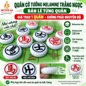 Quân Cờ Tướng Melamine Trắng Ngọc 38cm Bán Lẻ Từng Quân – Chữ Đỏ Đen
