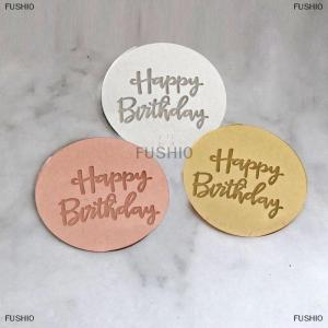 [COD] FUSHI0 10pcs Hạnh Phúc sinh nhật Cupcake Topper Acrylic Rose Vòng tròn bánh Topper
