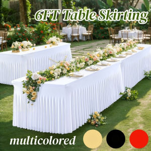 6FT Table Skirting Table Cloth Cover Elastic Banquet Wedding Hotel Meeting Event Party Table Skirt