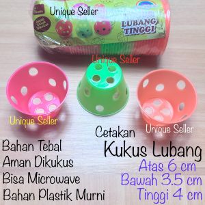 [1gross] Cetakan Kue Kukus Lubang Plastik 6 cm isi 12 lusin / Cetakan Kue Putu Ayu Bolu Kukus Lubang / Cetakan Kue Mangkok Plastik / Cetakan Kue Bolu Kukus Lubang Tinggi Rainbow Plastik