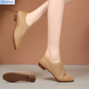 Jazz Dance Shoes Women Latin Ballroom Female Salsa Tango Shoes Girls Practice Dance Shoe Mesh Upper Rubber Sole Ladies Sneakers