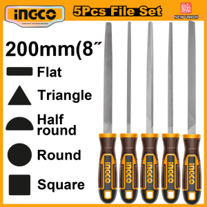 INGCO 5PCS STEEL FILE SET | FLAT HALF ROUND ROUND TRIANGLE & SQUARE | HKTFS0508