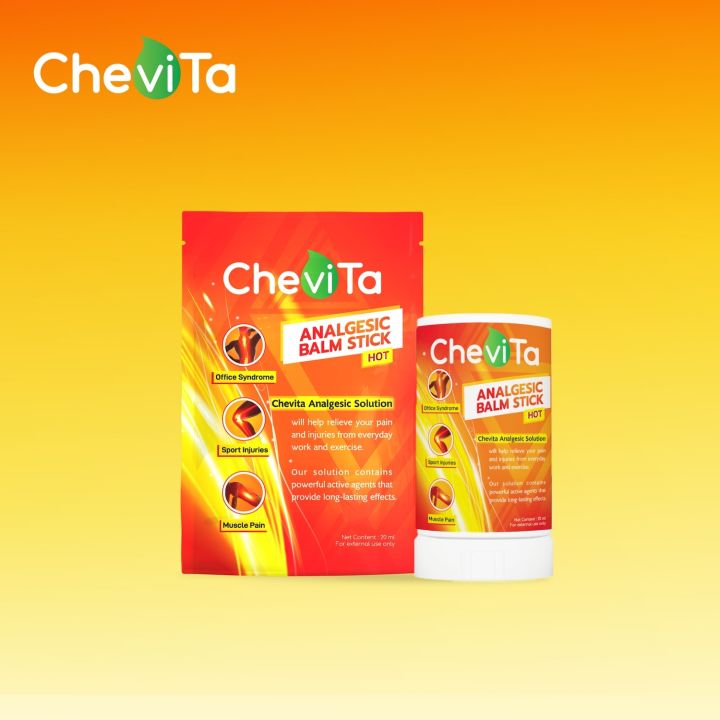 Chevita Analgesic Balm Stick Hot and Cool ยาทาบรรเทาอาการปวดกล้ามเนื้อ สูตรร้อนและเย็น (แพ็คคู่สุดคุ้ม) ลดอาการกล้ามเนื้ออักเสบ กลิ่นหอม ออกฤทธิ์นาน