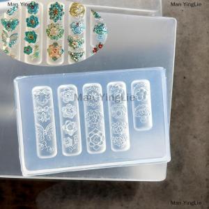 [COD] Man YingLie Flower Peacock 3D Silicone Nail Mold Chinese Style Transparent Template Manicure Design Tools DIY Nail Art Decoration