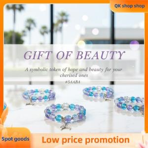 ✨QK shop✨ Dreamy Fairy Tale Fish Tail Beaded Bracelet Sweet Design For Women Girls Fashion Elastic Rope Bracelet Jewelry Accessories Gifts