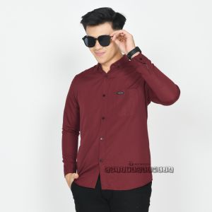 PROMO 7.7 Kemeja pria dewasa  polos lengan panjang warna cream Baju atasan pria Hem cowok kekinia 2024 kemeja acaraan termurah