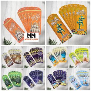 (100PCS) AMPLOP / ANGPAU LEBARAN IDUL FITRI MOTIF MASJID BAHAN GLOSSY UKURAN PANJANG ISI 100 LEMBAR