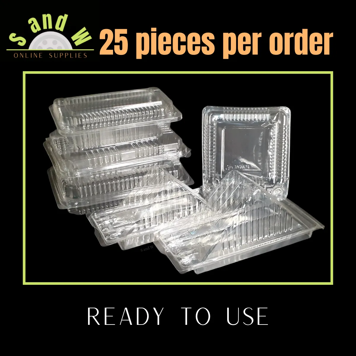Clear Containers, Rectangle, Square, Sandwich, Take-out Container, 25 ...