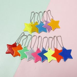 huiheyu key chain ring keychain hook ring chain for keychain keychain chain Warning Signs Visible At Night Key Chain Night Traffic Accessories Key Ring Reflector Keyrings Safety Reflector Star Reflective Pendant Reflective Bag Pendant
