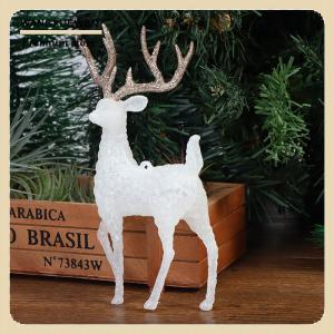 [COD] คริสตัลกวางคริสต์มาสป่า Elk สีขาวแฟลชทองตกแต่งโต๊ะสำหรับบ้าน