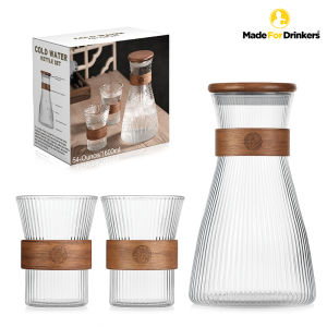 Water Carafe Set Glass Jug Set Water Carafe 1.6 L with 2 Glasses 300 ml Glass Carafe with Lid