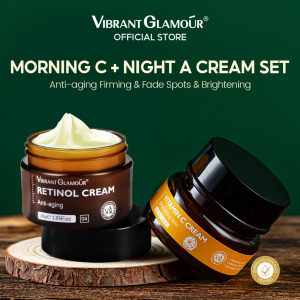 VIBRANT GLAMOUR Natural Retinol + Vitamin C Face Cream Set Whitening Anti-Aging Facial Moisturizer 2pcs