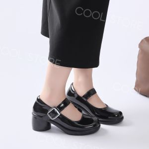 CoolStore School Day Charm Mary Janes Chunky Heel Gloss Finish Adjustable Strap - Formal shoes for Women