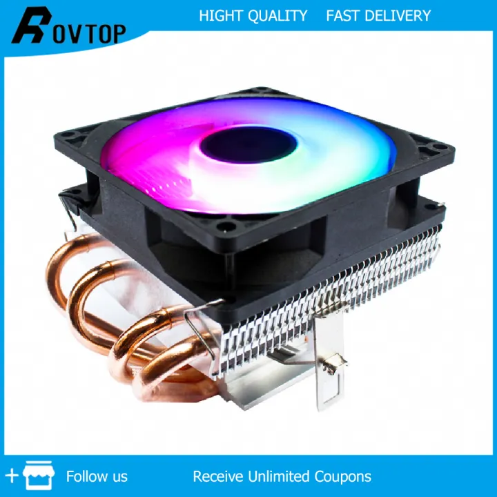 Rovtop CPU Cooler 4 Heatpipe 3Pin/4Pin PC Air Cooling System CPU Fan ...