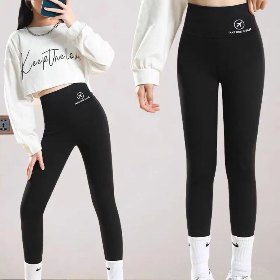 Kids New Arrival Cotton Plain Leggings Sports Outerwear Casual Stretch  Tights Fitness Pants For Girls Fashion Korean Style 2-10years old