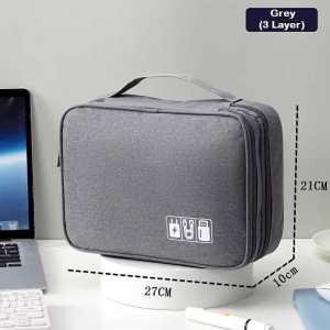 Three-layer Cable Storage Bag Waterproof Digital Electronic Accessories Organizer Portable Travel Cable Organizer Case