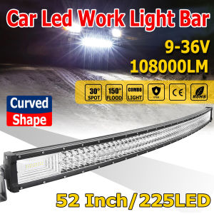 Curved Triple Rows LED 52" 42" 32" 22" Inch Lights Led Work Light Bar 12V/24V 6000K IP68 Waterproof Light Bar LED Bar Spot Light Flood Light White Work Light for Driving Offroad Boat Car Tractor Truck for Off-Road Suv 4X4 Jeep Fog Lamp