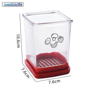 Justliving kẹp cắt trái cây hình cốc dụng cụ cắt lát chuối tách trái cây tái sử dụng đồ cắt lát trứng luộc tách trái cây có thể giặt dụng cụ cắt dâu tây đa chức năng có tấm đẩy dụng cụ cắt bằng thép không gỉ cầm tay